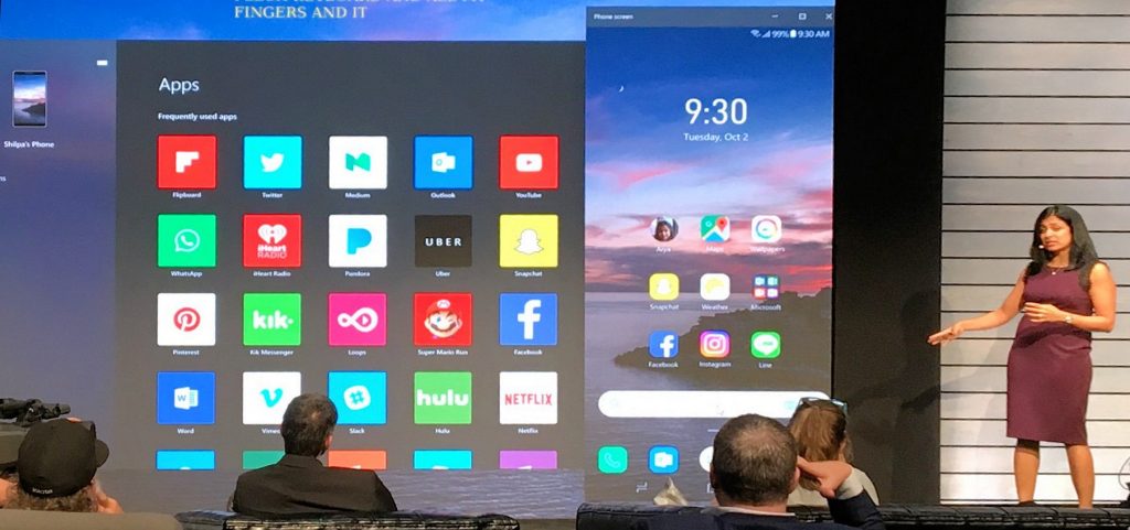 run android apps in windows 10, your phone app windows, MIcrosoft your phone app